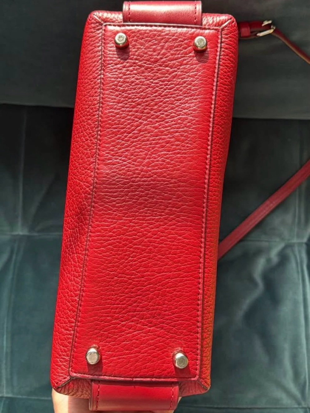 Coach Red Pebbled Leather Satchel with Detachable Strap - Picture 5 of 9